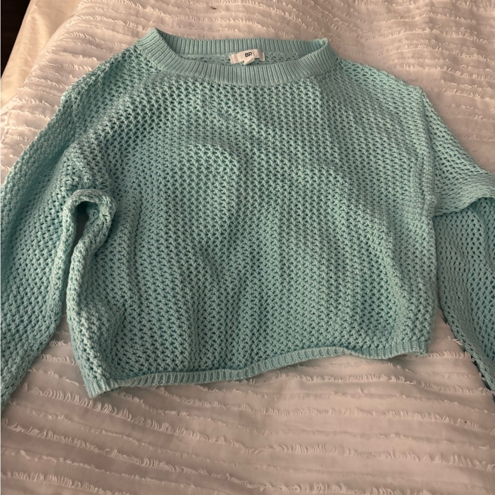 BP Blue Crew Neck Sweater with Textured Knit